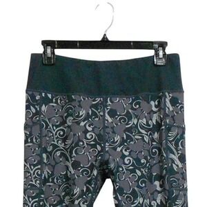 GreaterGood‎ Leggings Womens Medium Gray Floral High Rise Paw Print Side Pockets